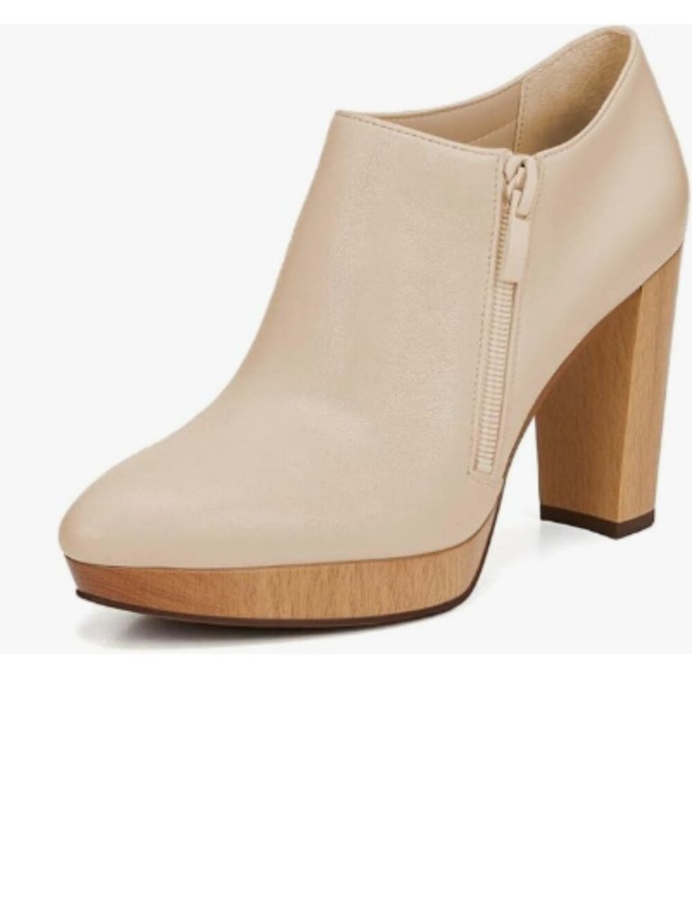 XYD Bisque Chunky High Heel Platform Ankle Boots Pointy Toe Side Zipper Bootie
